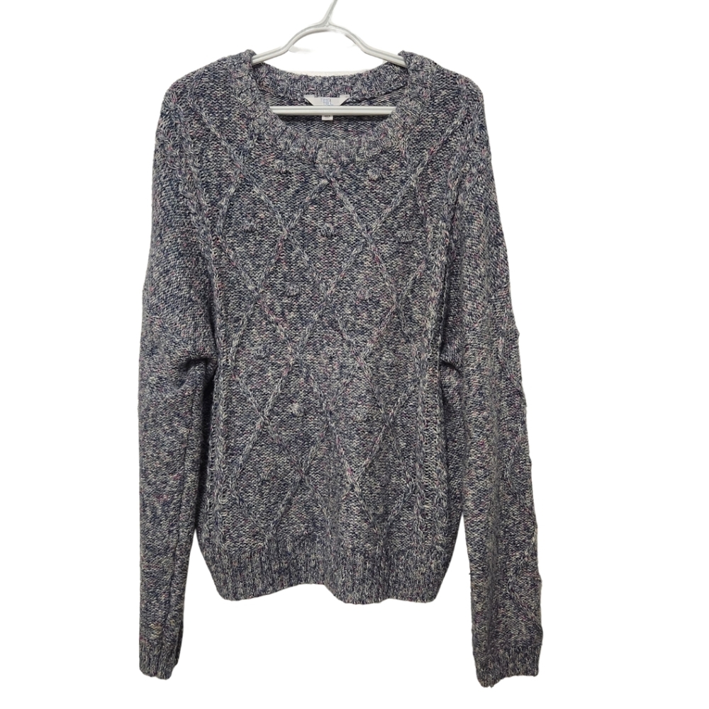 Time and Tru Chunky Knit Gray Pullover Sweater Size XL
